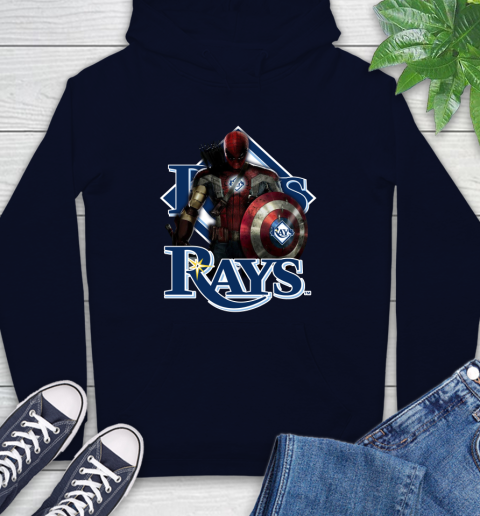 MLB Captain America Thor Spider Man Hawkeye Avengers Endgame Baseball Tampa Bay Rays Hoodie 4
