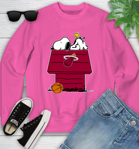 Miami Heat NBA Basketball Snoopy Woodstock The Peanuts Movie Youth Sweatshirt 7