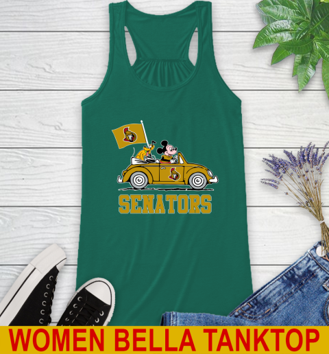 NHL Hockey Ottawa Senators Pluto Mickey Driving Disney Shirt Racerback Tank 7