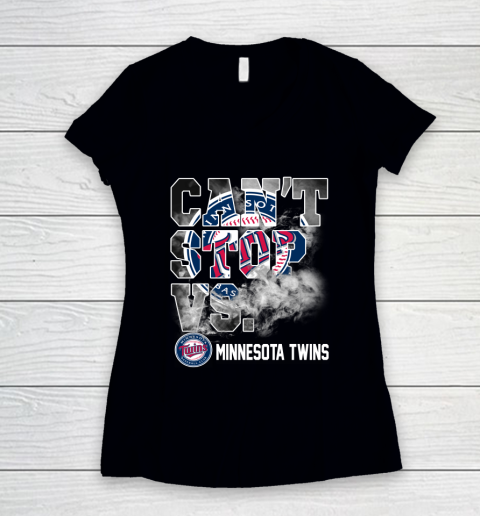 MLB Minnesota Twins Baseball Can't Stop Vs Twins Women's V-Neck T-Shirt