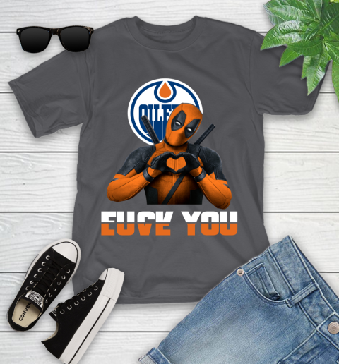 NHL Edmonton Oilers Deadpool Love You Fuck You Hockey Sports Youth T-Shirt 6