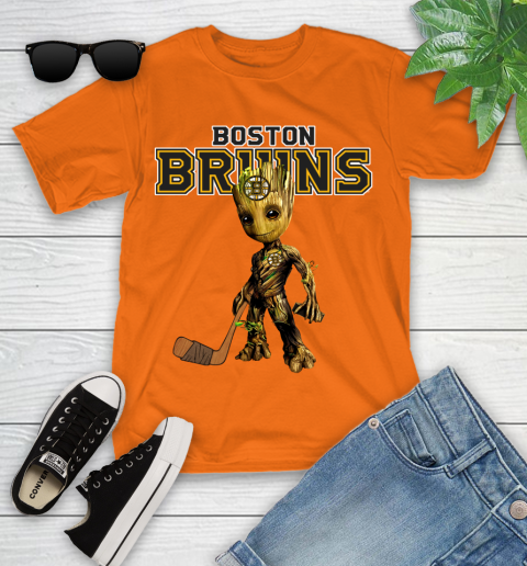 Boston Bruins NHL Hockey Groot Marvel Guardians Of The Galaxy Youth T-Shirt 7