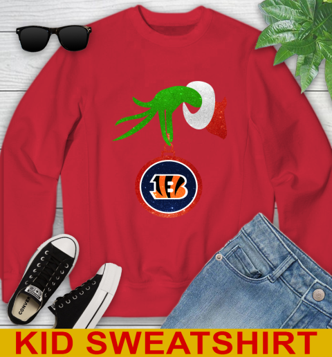 Cincinnati Bengals Grinch Merry Christmas NFL Football Youth Sweatshirt 8