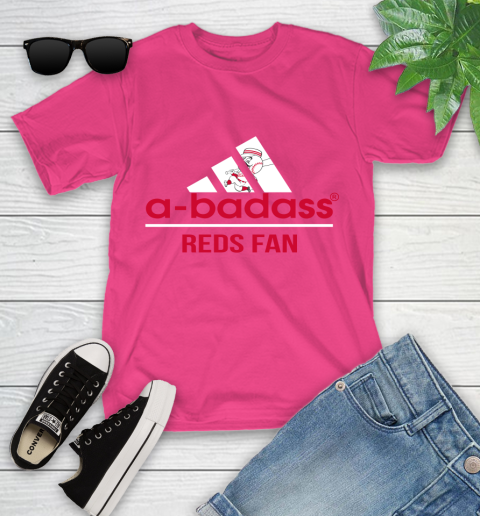 MLB A Badass Cincinnati Reds Fan Adidas Baseball Sports Youth T-Shirt 11