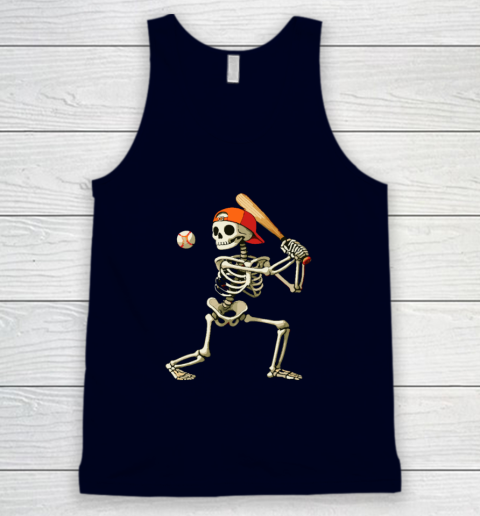 Skeleton Baseball Halloween Costume Funny Tank Top 2