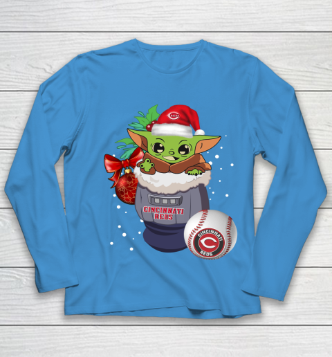 Cincinnati Reds Christmas Baby Yoda Star Wars Funny Happy MLB Youth Long Sleeve 7