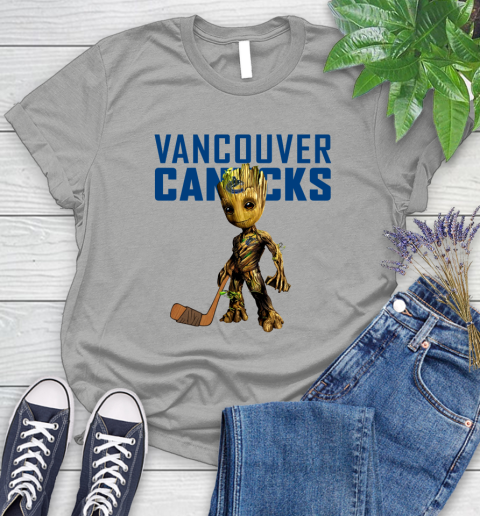 Vancouver Canucks NHL Hockey Groot Marvel Guardians Of The Galaxy Women's T-Shirt 10
