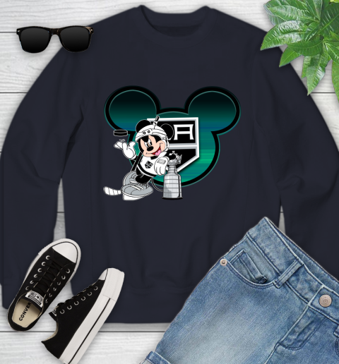 NHL Los Angeles Kings Stanley Cup Mickey Mouse Disney Hockey T Shirt Youth Sweatshirt 3