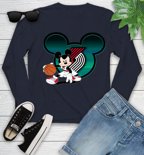 NBA Portland Trail Blazers Mickey Mouse Disney Basketball Youth Long Sleeve 3