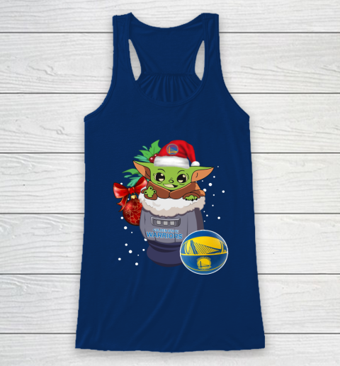 Golden State Warriors Christmas Baby Yoda Star Wars Funny Happy NBA Racerback Tank 7