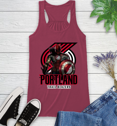 Portland Trail Blazers NBA Basketball Captain America Thor Spider Man Hawkeye Avengers Racerback Tank 8