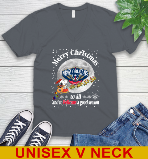 New Orleans Pelicans Merry Christmas To All And To Pelicans A Good Season NBA Basketball Sports V-Neck T-Shirt 4