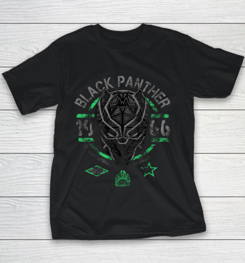 Marvel Black Panther Green Geometric Pattern Vintage Youth T-Shirt
