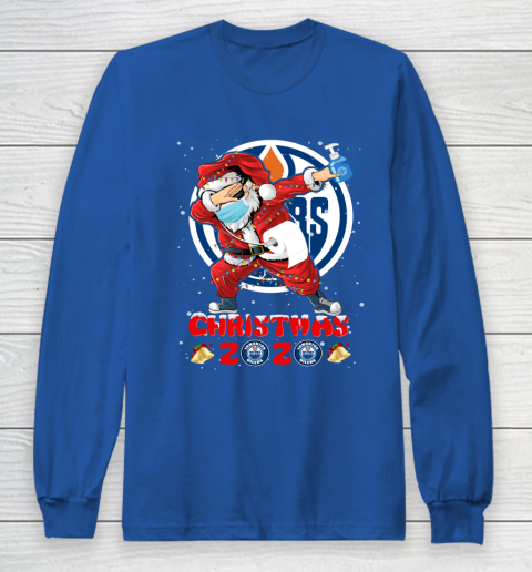 Edmonton Oilers Funny Santa Claus Dabbing Christmas 2020 NHL Long Sleeve T-Shirt 6