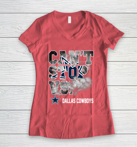 NFL Dallas Cowboys Can't Stop Vs Women's V-Neck T-Shirt 4