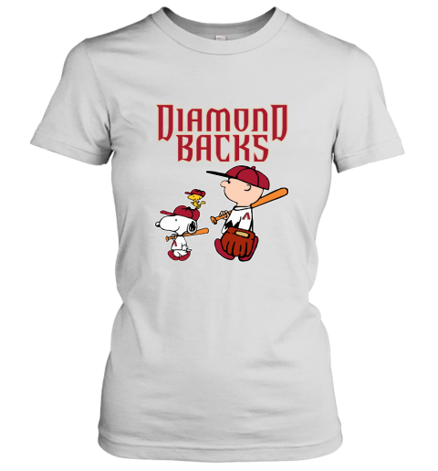 Arizona Diamondbakcs Let's Play Baseball Together Snoopy MLB Women's T-Shirt