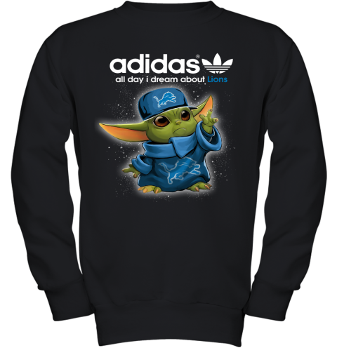 Baby Yoda Adidas All Day I Dream About Detroit Lions Youth Sweatshirt