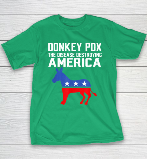 Donkey Pox The Disease Destroying America Funny Anti Biden Youth T-Shirt 4