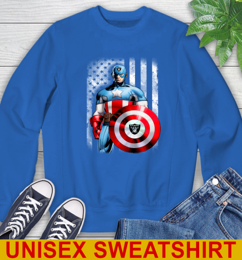 Oakland Raiders NFL Football Captain America Marvel Avengers American Flag Shirt Sweatshirt 11