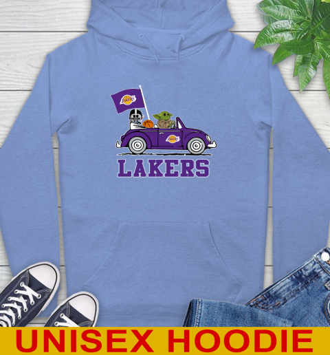 NBA Basketball Los Angeles Lakers Darth Vader Baby Yoda Driving Star Wars Shirt Hoodie 11
