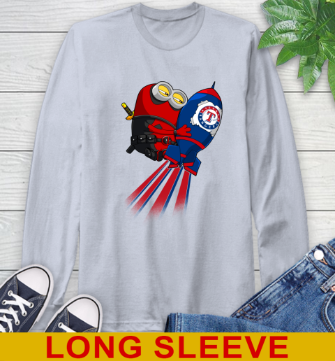 MLB Baseball Texas Rangers Deadpool Minion Marvel Shirt Long Sleeve T-Shirt 6