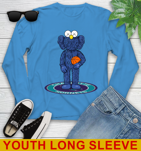 NBA Basketball Charlotte Hornets Kaws Bff Blue Figure Shirt Youth Long Sleeve 9 NBA Basketball Charlotte Hornets Kaws Bff Blue Figure Shirt Youth Long Sleeve - Image 9