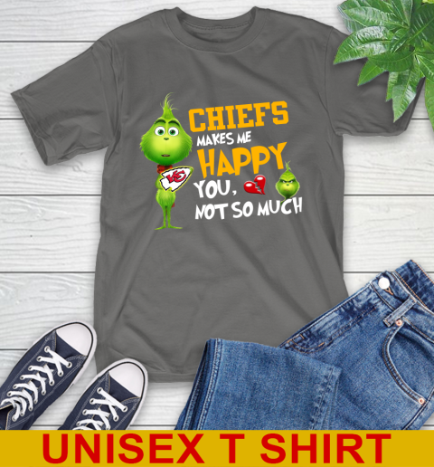 NFL Kansas City Chiefs Makes Me Happy You Not So Much Grinch Football Sports T-Shirt 10