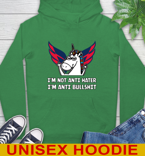 Washington Capitals NHL Hockey Unicorn I'm Not Anti Hater I'm Anti Bullshit Hoodie 8