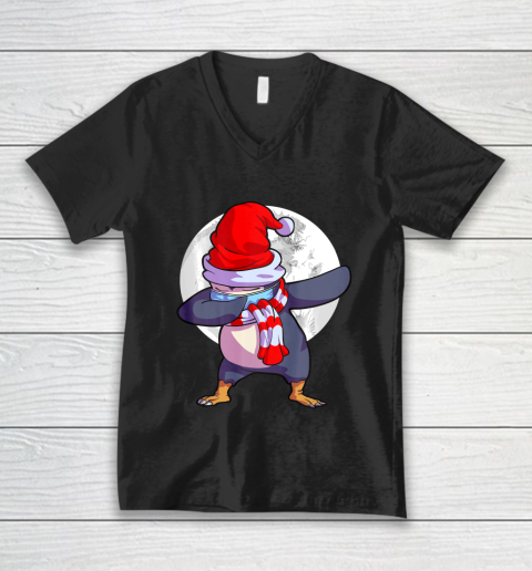 Penguin Wearing Mask Shirt Kids Quarantine Christmas V-Neck T-Shirt