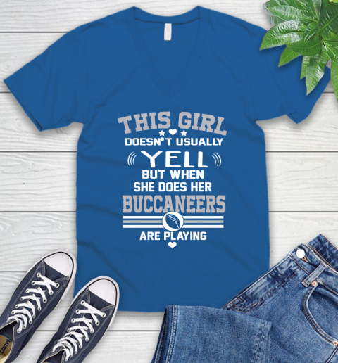 Tampa Bay Buccaneers NFL Football I Yell When My Team Is Playing V-Neck T-Shirt 5