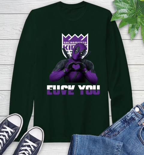 NBA Sacramento Kings Deadpool Love You Fuck You Basketball Sports Long Sleeve T-Shirt 7