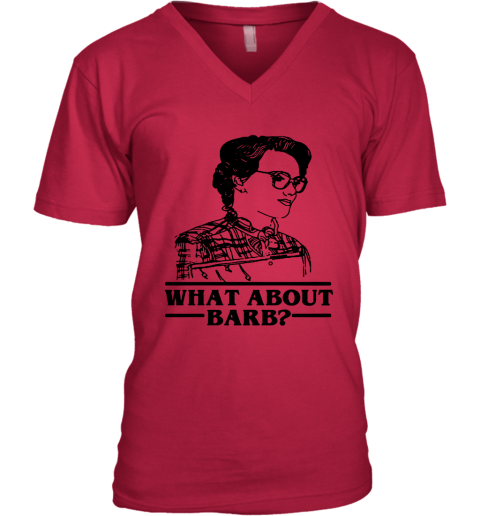xmqu what about barb stranger things justice for barb shirts v neck unisex 8 front cherry red