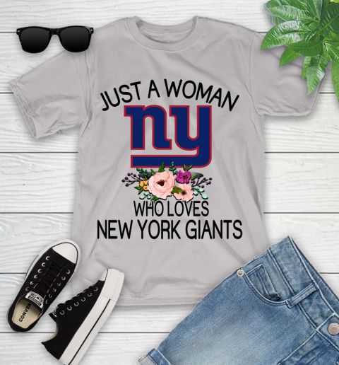 NFL Just A Woman Who Loves New York Giants Football Sports Youth T-Shirt 10