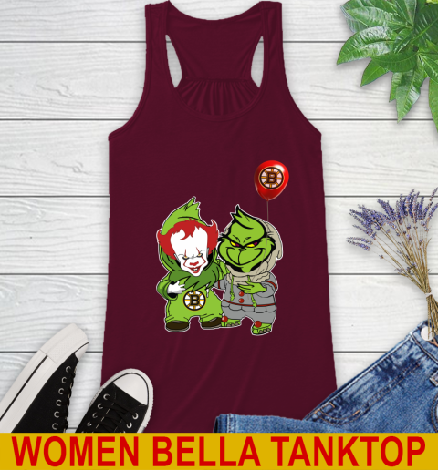 Boston Bruins Baby Pennywise Grinch Christmas NHL Hockey Racerback Tank 3