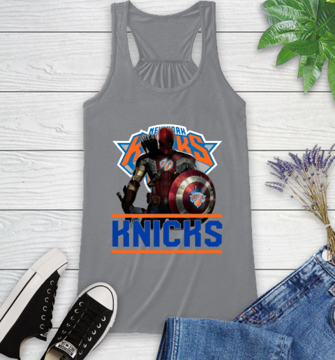 New York Knicks NBA Basketball Captain America Thor Spider Man Hawkeye Avengers Racerback Tank 5