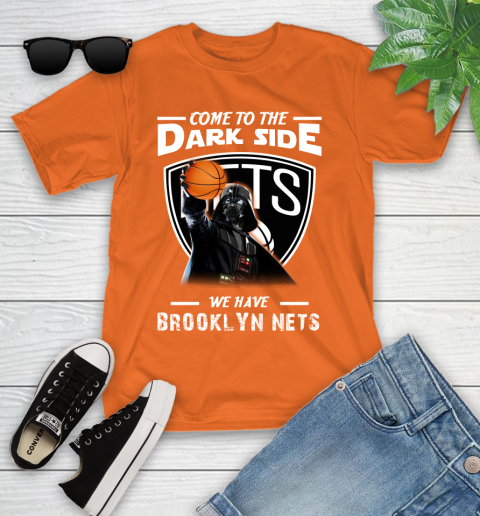 NBA Come To The Dark Side We Have Brooklyn Nets Star Wars Darth Vader Basketball Youth T-Shirt 9