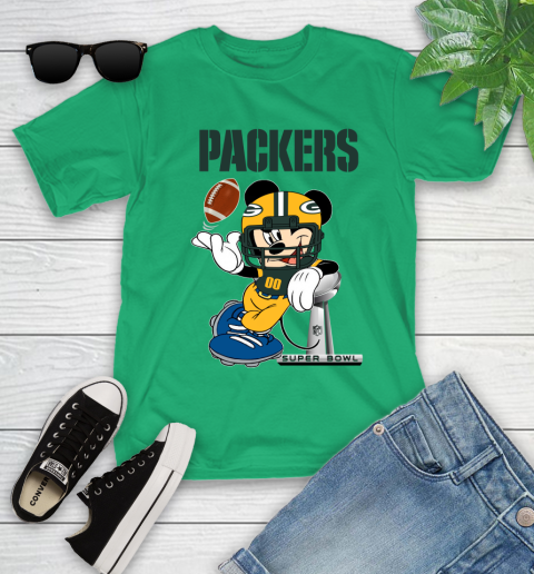 NFL Green Bay Packers Mickey Mouse Disney Super Bowl Football T Shirt Youth T-Shirt 6