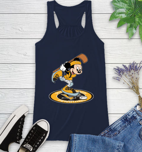 NHL Hockey Pittsburgh Penguins Cheerful Mickey Disney Shirt Racerback Tank 11