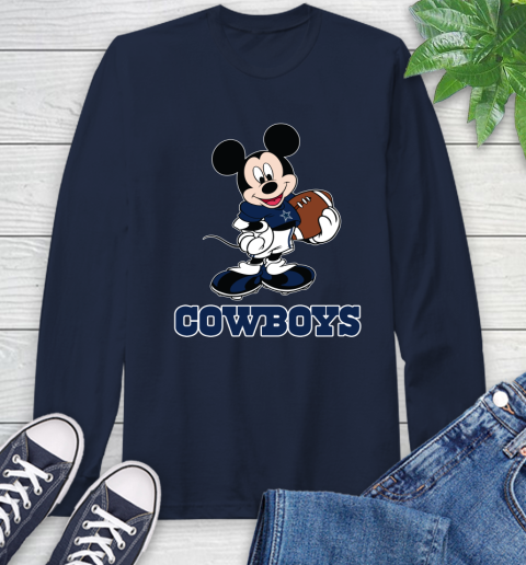 NFL Football Dallas Cowboys Cheerful Mickey Mouse Shirt Long Sleeve T-Shirt 4
