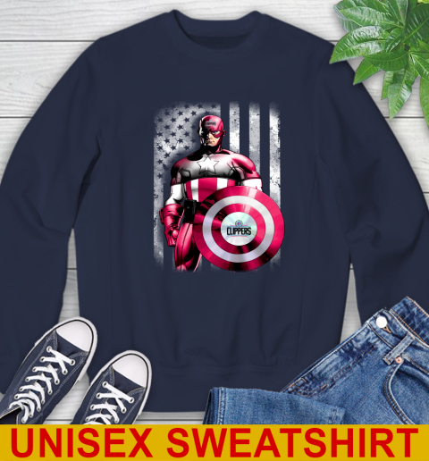 LA Clippers NBA Basketball Captain America Marvel Avengers American Flag Shirt Sweatshirt 2