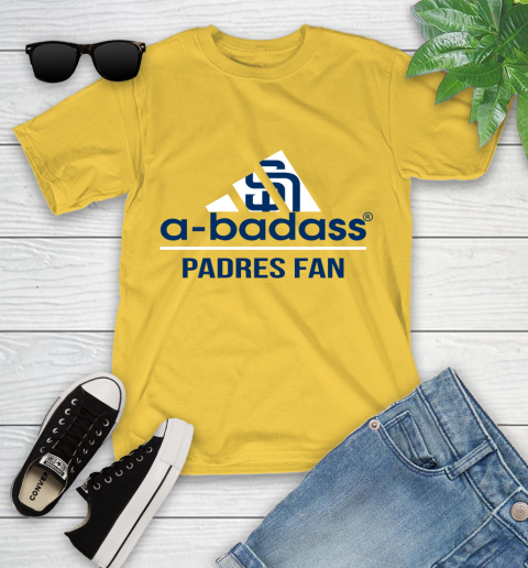 MLB A Badass San Diego Padres Fan Adidas Baseball Sports Youth T-Shirt 10