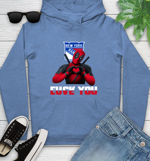 NHL New York Rangers Deadpool Love You Fuck You Hockey Sports Youth Hoodie 13