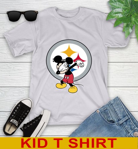 Pittsburgh Steelers NFL Football Dabbing Mickey Disney Sports Youth T-Shirt 5