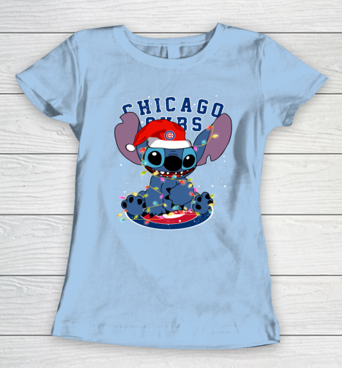Chicago Cubs MLB noel stitch Baseball Christmas Women's T-Shirt 4