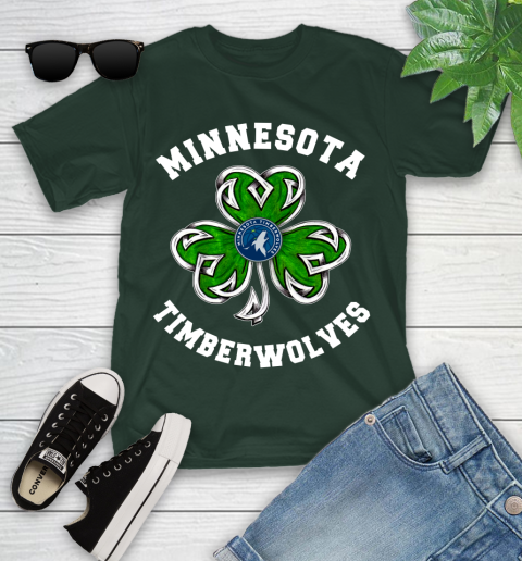 NBA Minnesota Timberwolves Three Leaf Clover St Patrick's Day Basketball Sports Youth T-Shirt 5