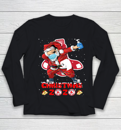 Boston Red Sox Funny Santa Claus Dabbing Christmas 2020 MLB Youth Long Sleeve
