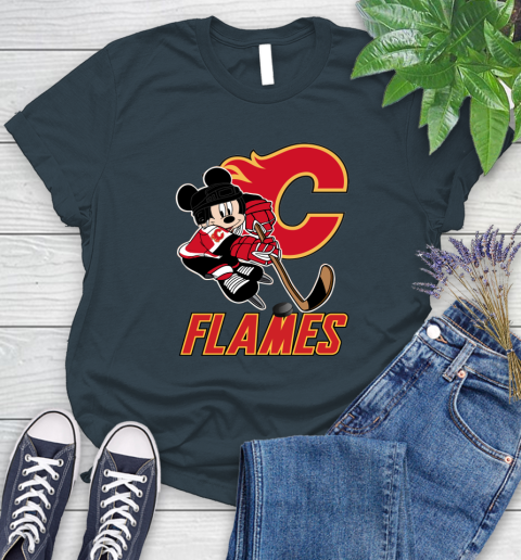 NHL Calgary Flames Mickey Mouse Disney Hockey T Shirt Women's T-Shirt 8