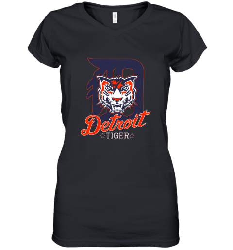 Tiger Mascot Distressed Detroit Baseball T shirt New Women's V-Neck T-Shirt