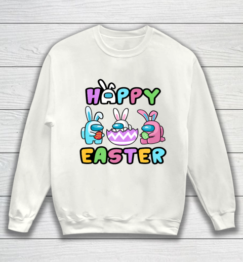 Bunny Kinda Sus Among Sus Us Cute Eggs Happy Easter Day Sweatshirt
