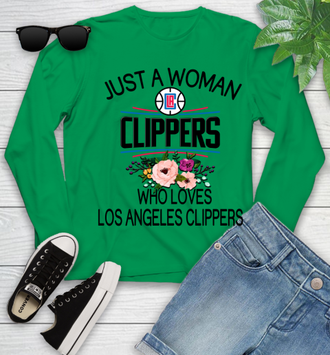 NBA Just A Woman Who Loves Los Angeles Clippers Basketball Sports Youth Long Sleeve 4